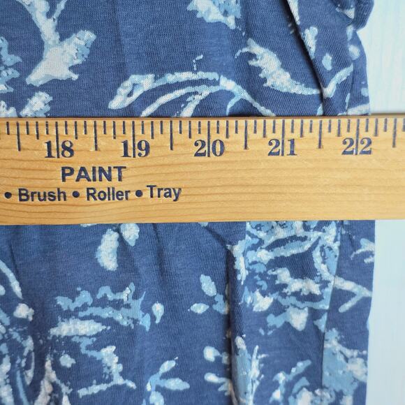 Lucky Brand Flutter Sleeve Floral Tee Womens Sz XL Blue Short Sleeve Scoop Neck - Picture 13 of 15